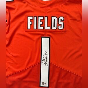Justin Fields Beckett Authenticated Orange Chicago Bears‎ Autographed Jersey #1